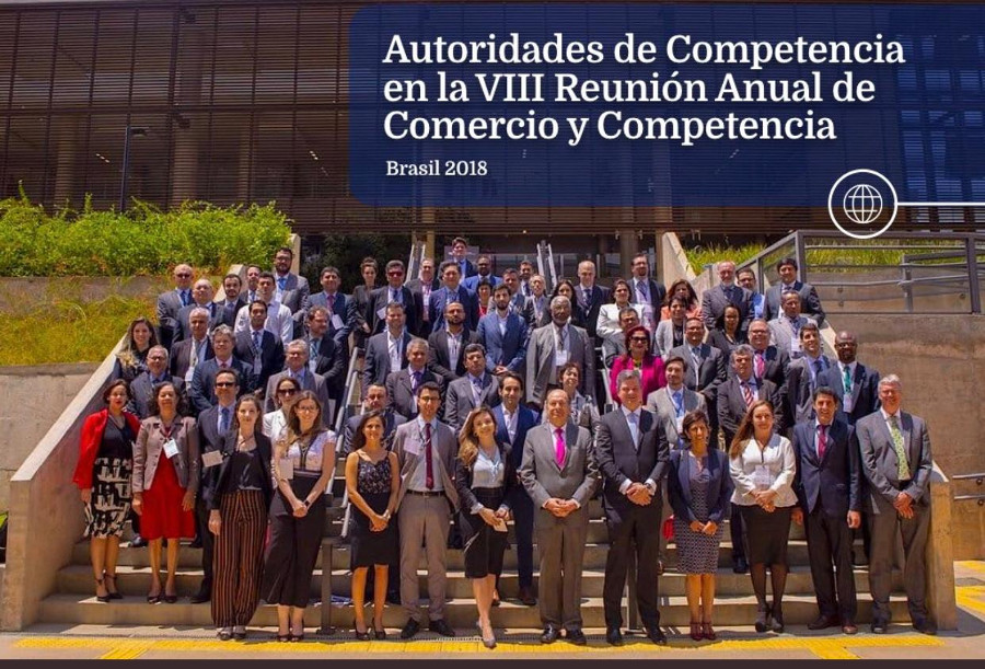 Foto de grupo de participantes en la VIII Reunión Anual del Grupo de Trabajo sobre Comercio y Competencia de América Latina y el Caribe celebrada en Brasilia, Brasil 